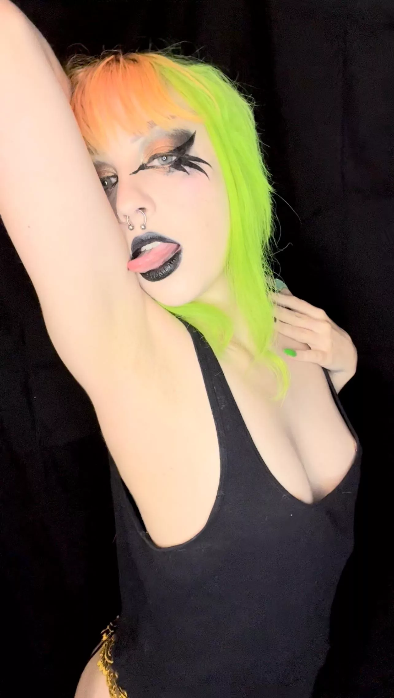 Licking my freshly shaved pit