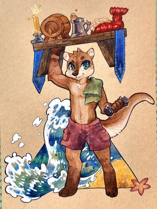 Otter! [watercolor/gouache/coloredpencils] art by me @kayphiart