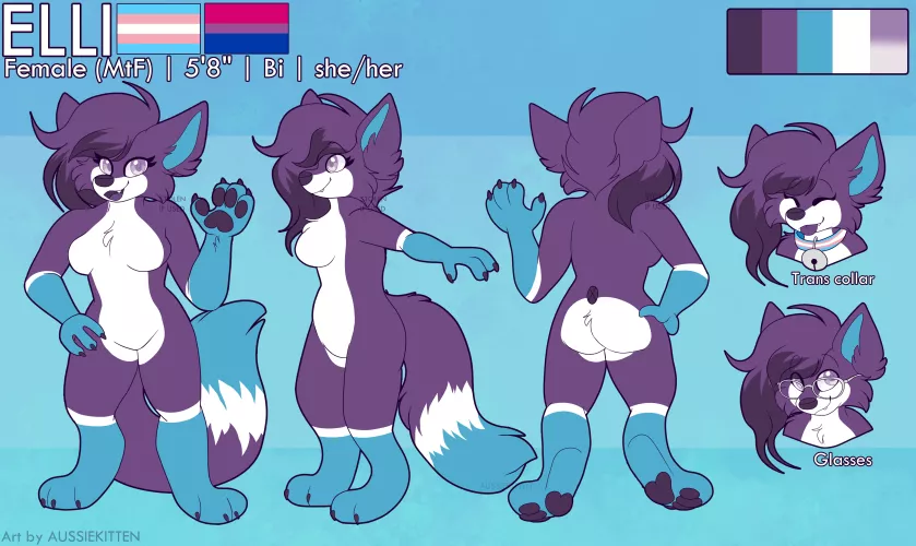 Purple fomx!!! 🦊💜💙 [Art by myself @aussie_kitten | Comm for ElliFur ]