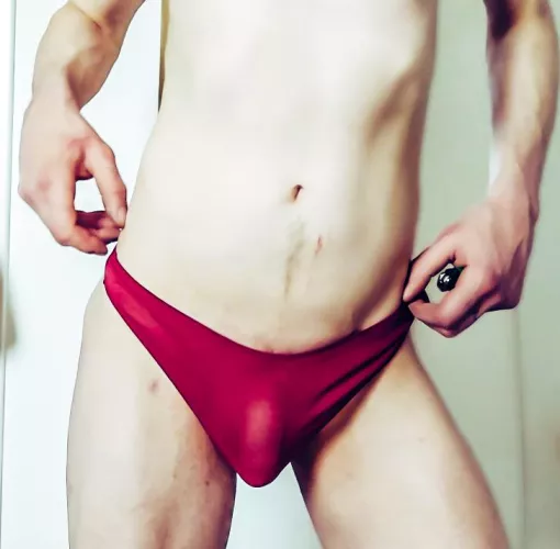 Red thong bulge today....