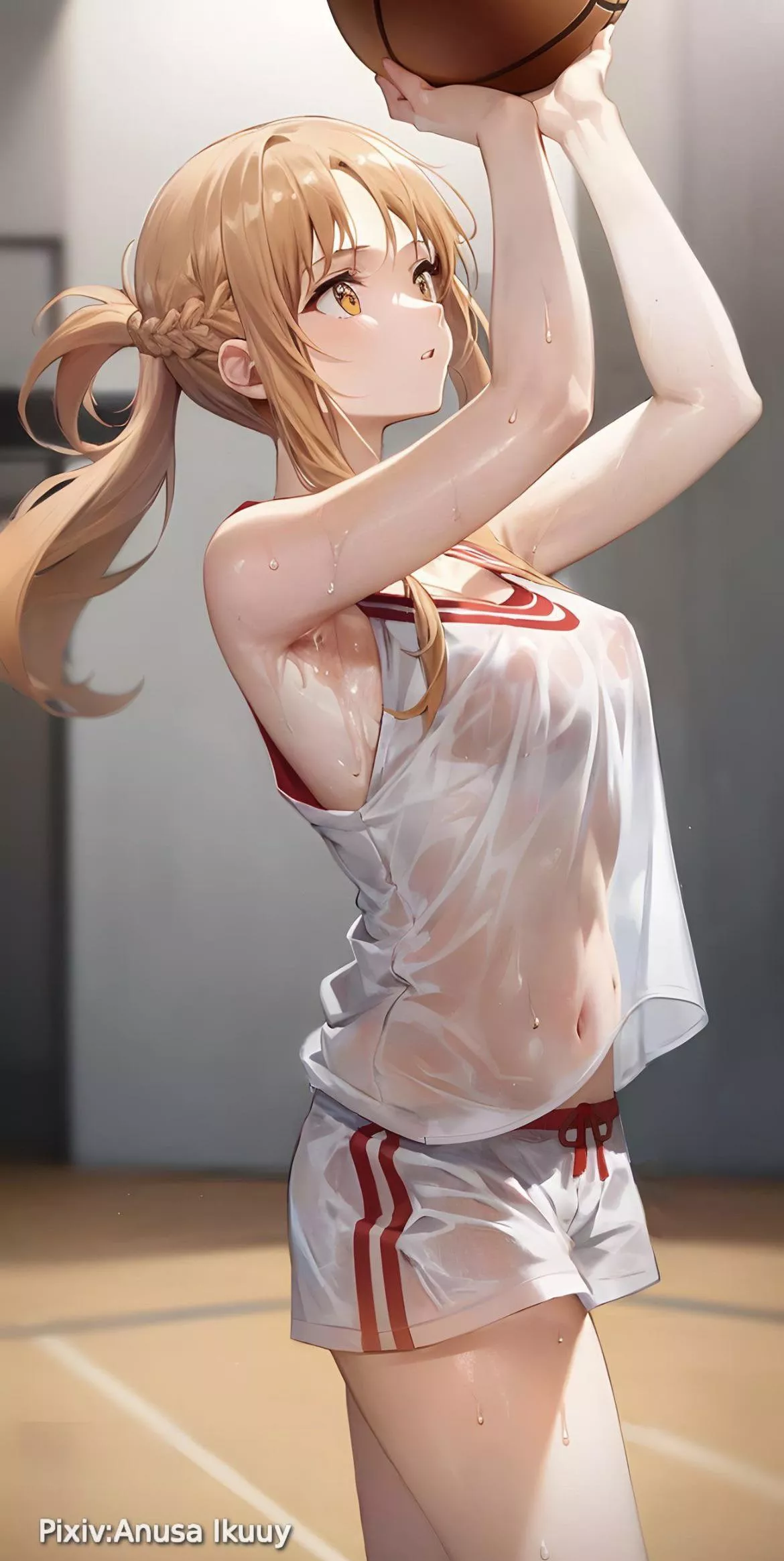 Asuna playing basketball