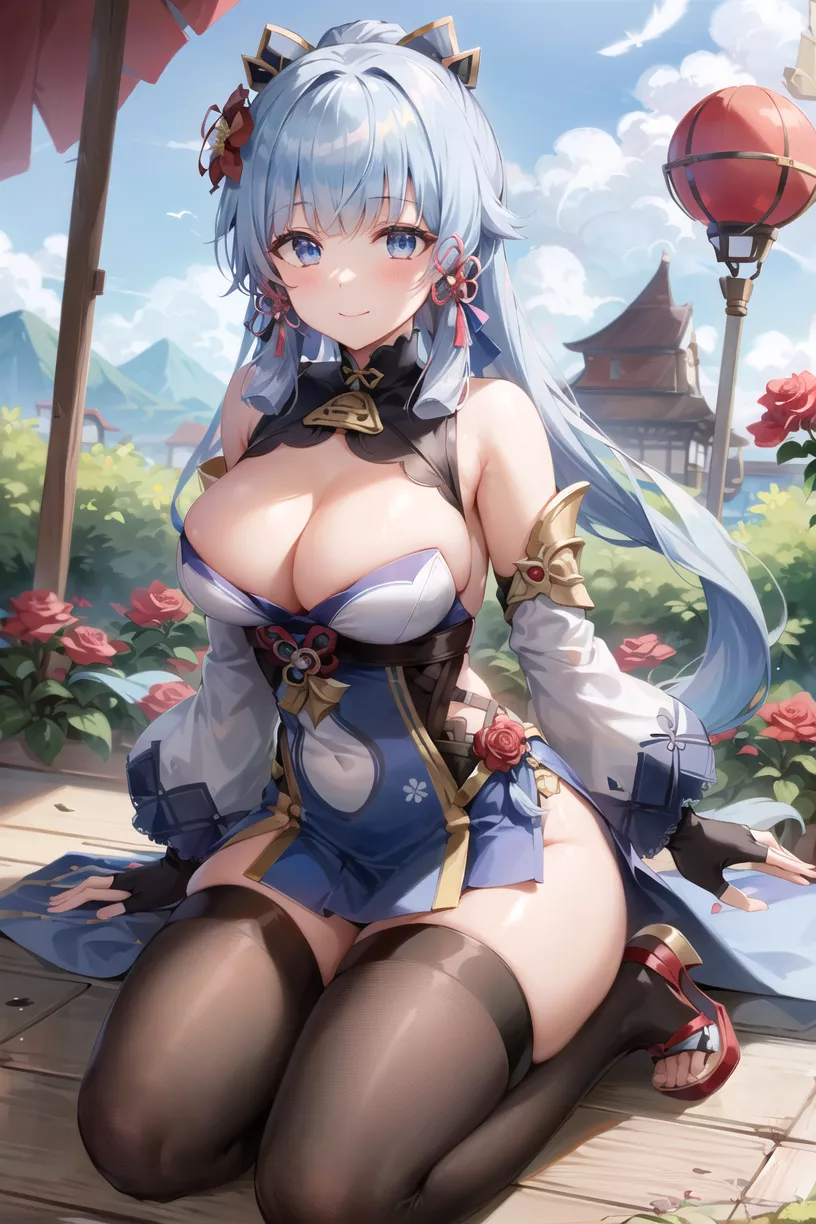 Ayaka showing her Thighs (Genshin Impact) [SetsuAiArt]