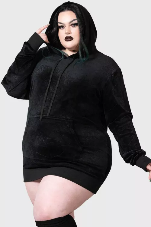 Goth BBW girl in black hoodie