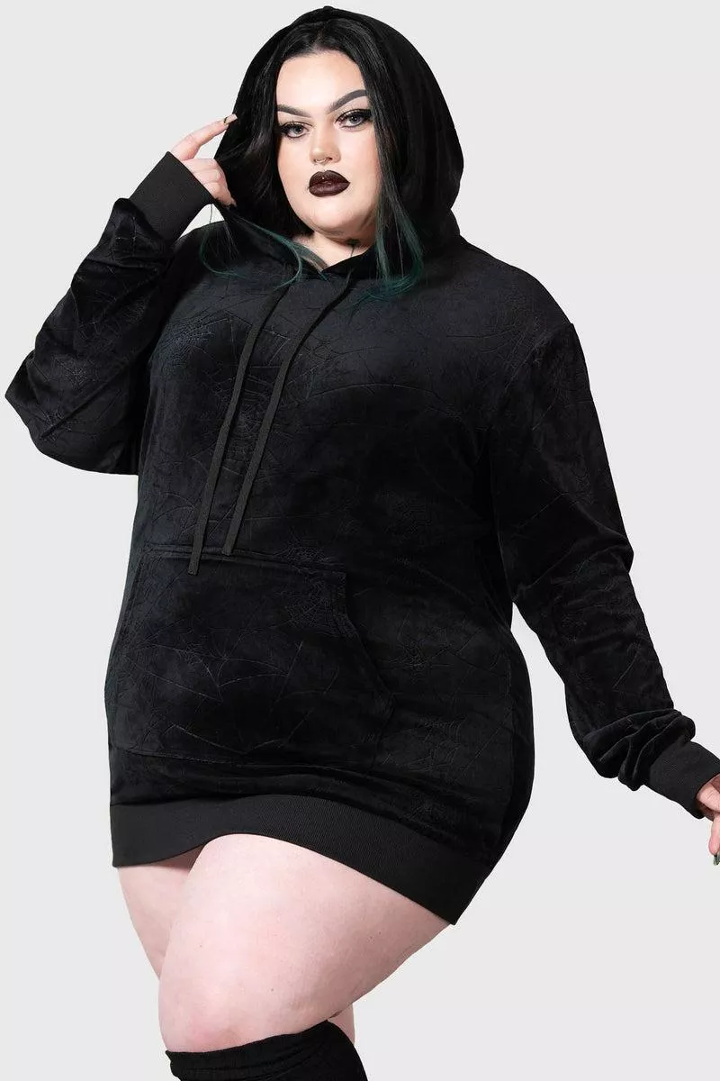Goth BBW girl in black hoodie