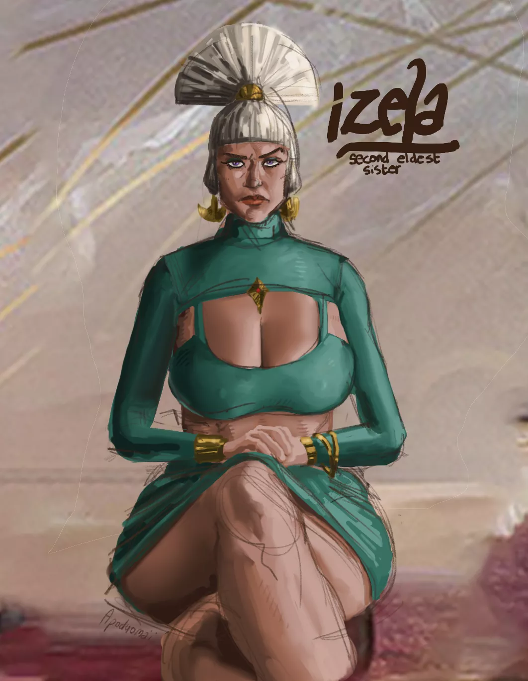 Izela, Qiyana's second eldest sister. Project: Throne of Ixtal (Artist: Apoduomai)