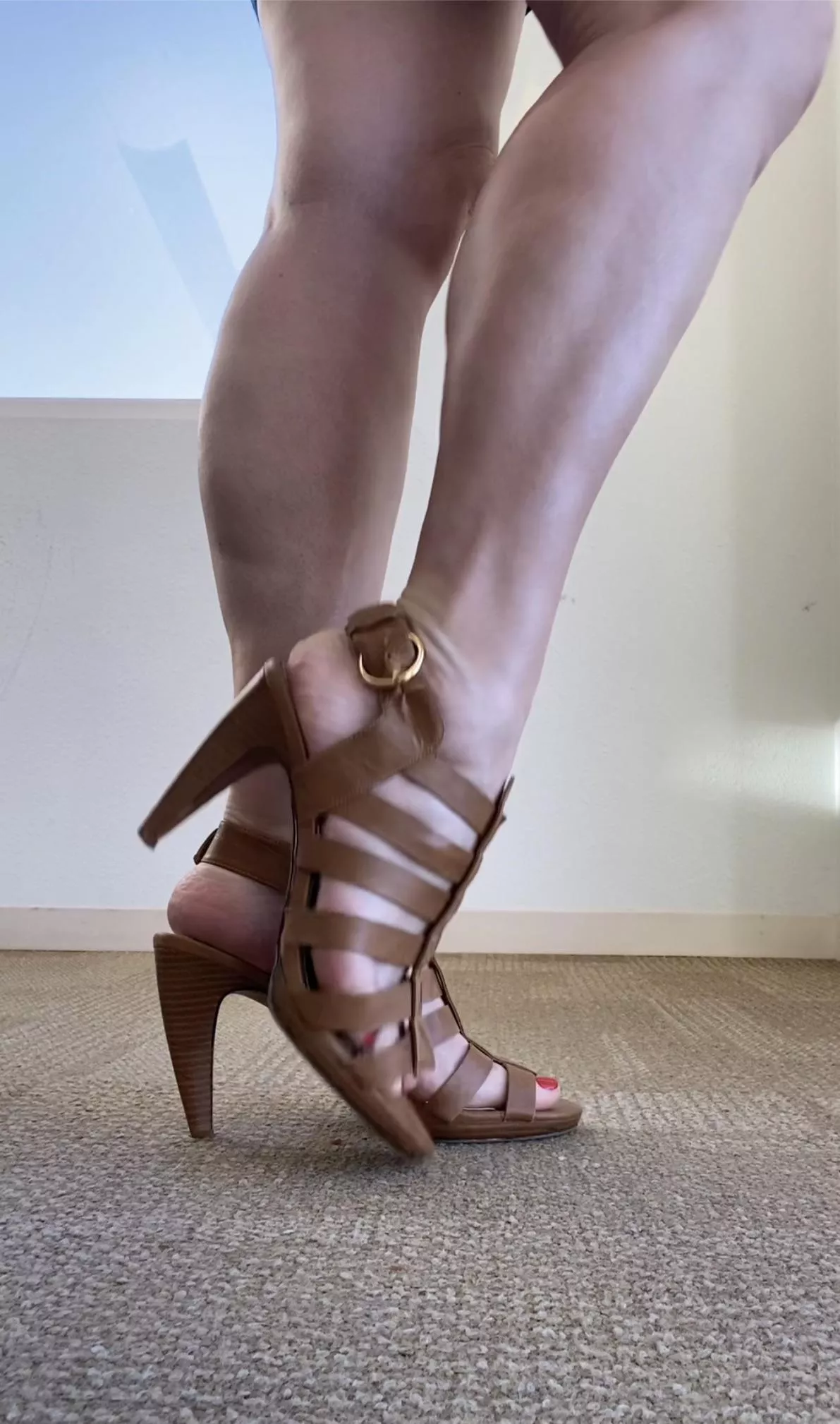 Strappy brown heels. Never underestimate the power of a great shoe and it’s ability to change your mood.