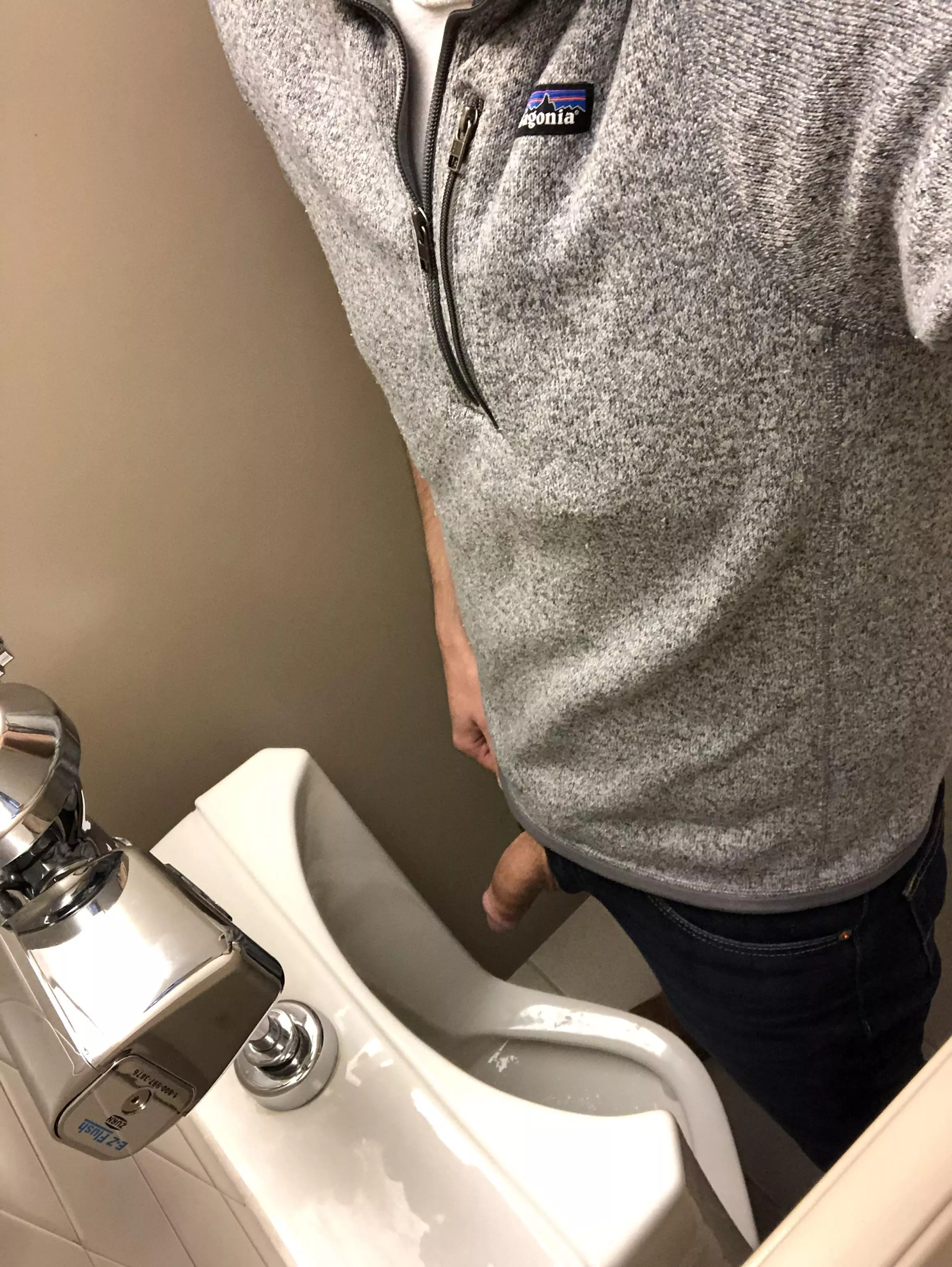 Your POV peeking over at me at the urinal