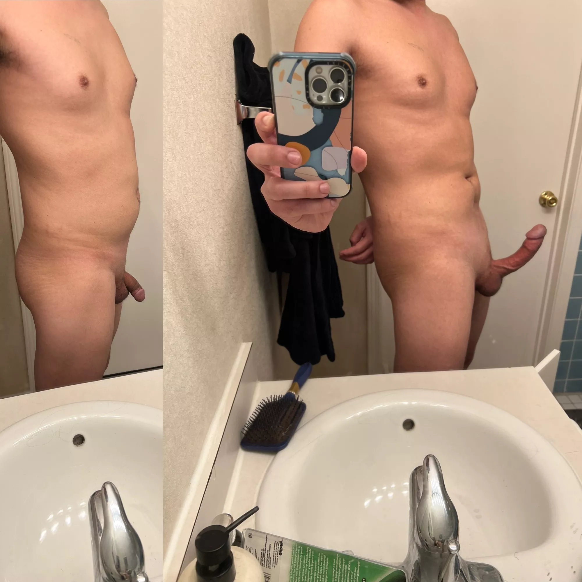 Before and after you tell me that you wanna play with my cock :)