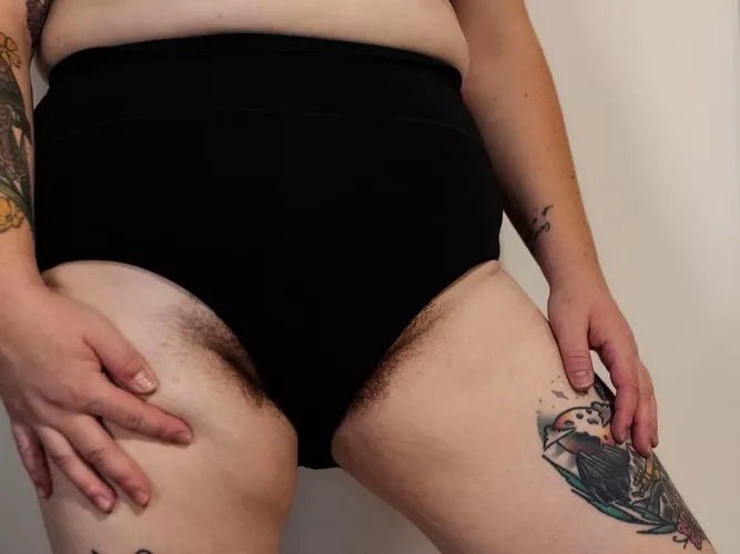 Black panties and bush - what more could you want?