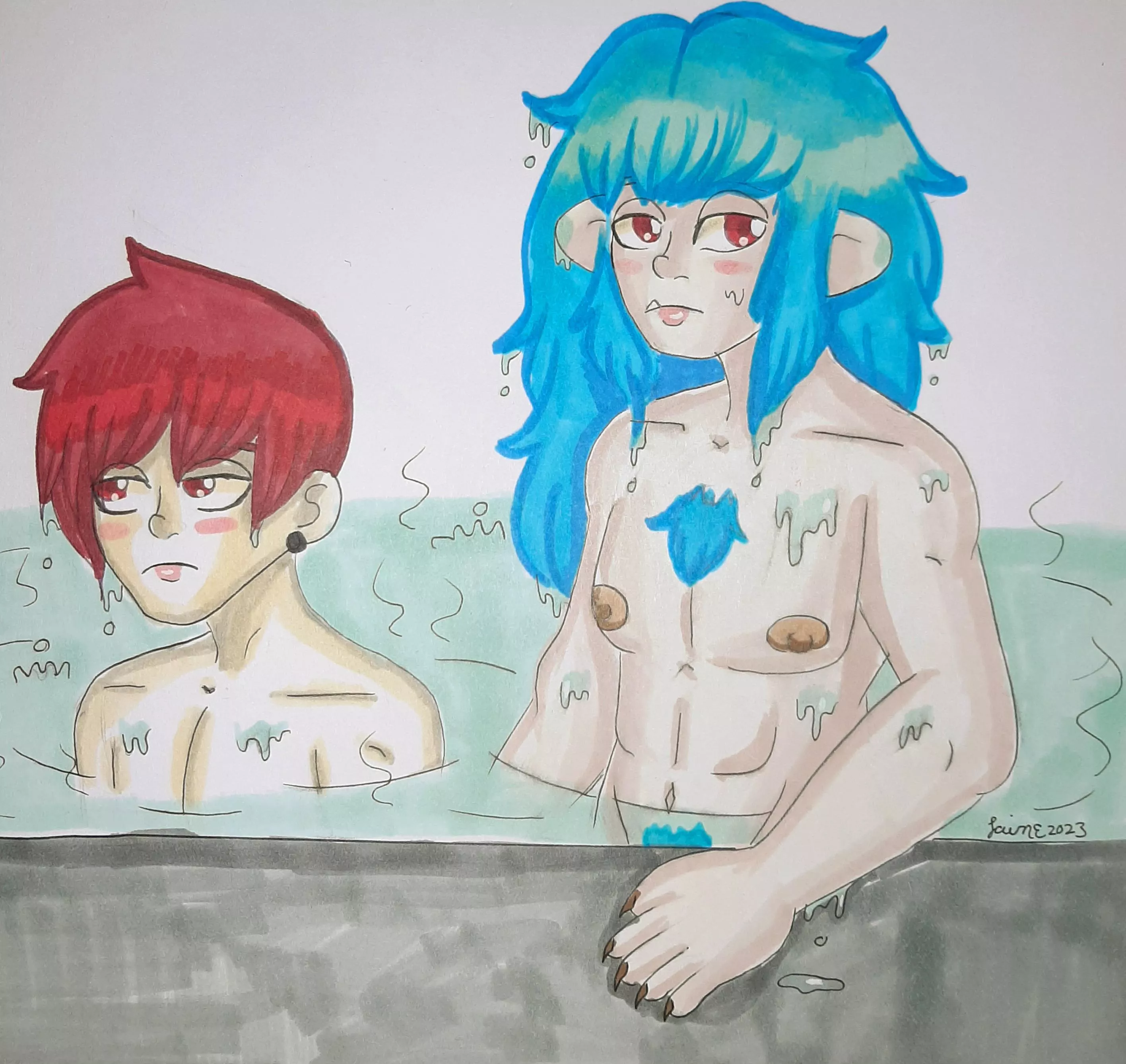 Jack and Torma at a Bathhouse