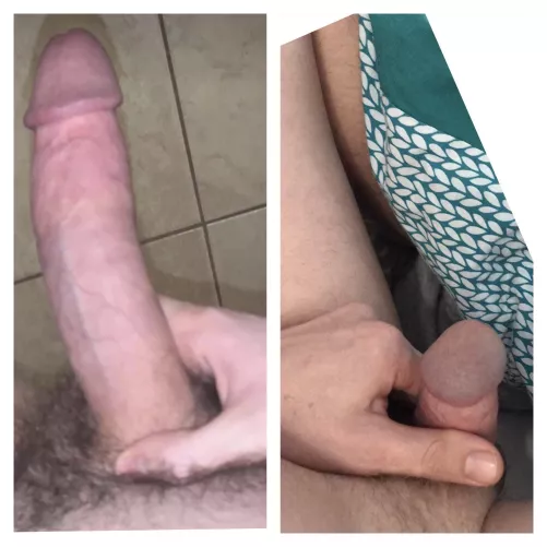 My soft cock (left) and u/DSNR13’s hard on (right) who won :3??