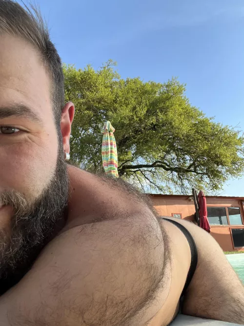 Out in the pool for my neighbors to see.