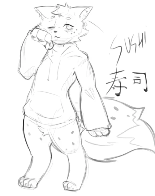 he just woke up T-T (art by me, sketch!)