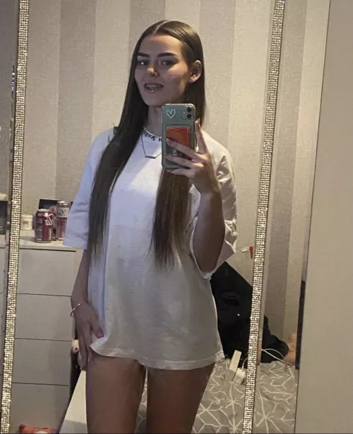 Pretty little brace face ready for bed