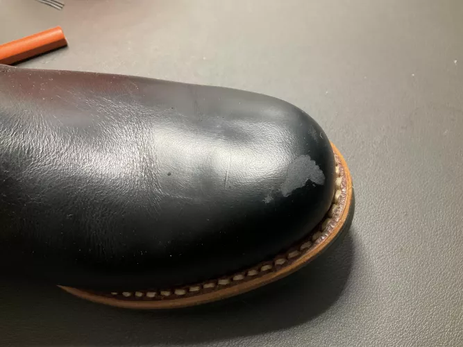 Schott engineer boots - shiny finish is peeling