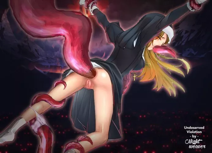 Sexy nun used all the way through by a tentacle (night weaver)