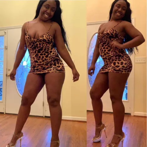 Short dresses and stilettos make my beautiful black legs look even sexier