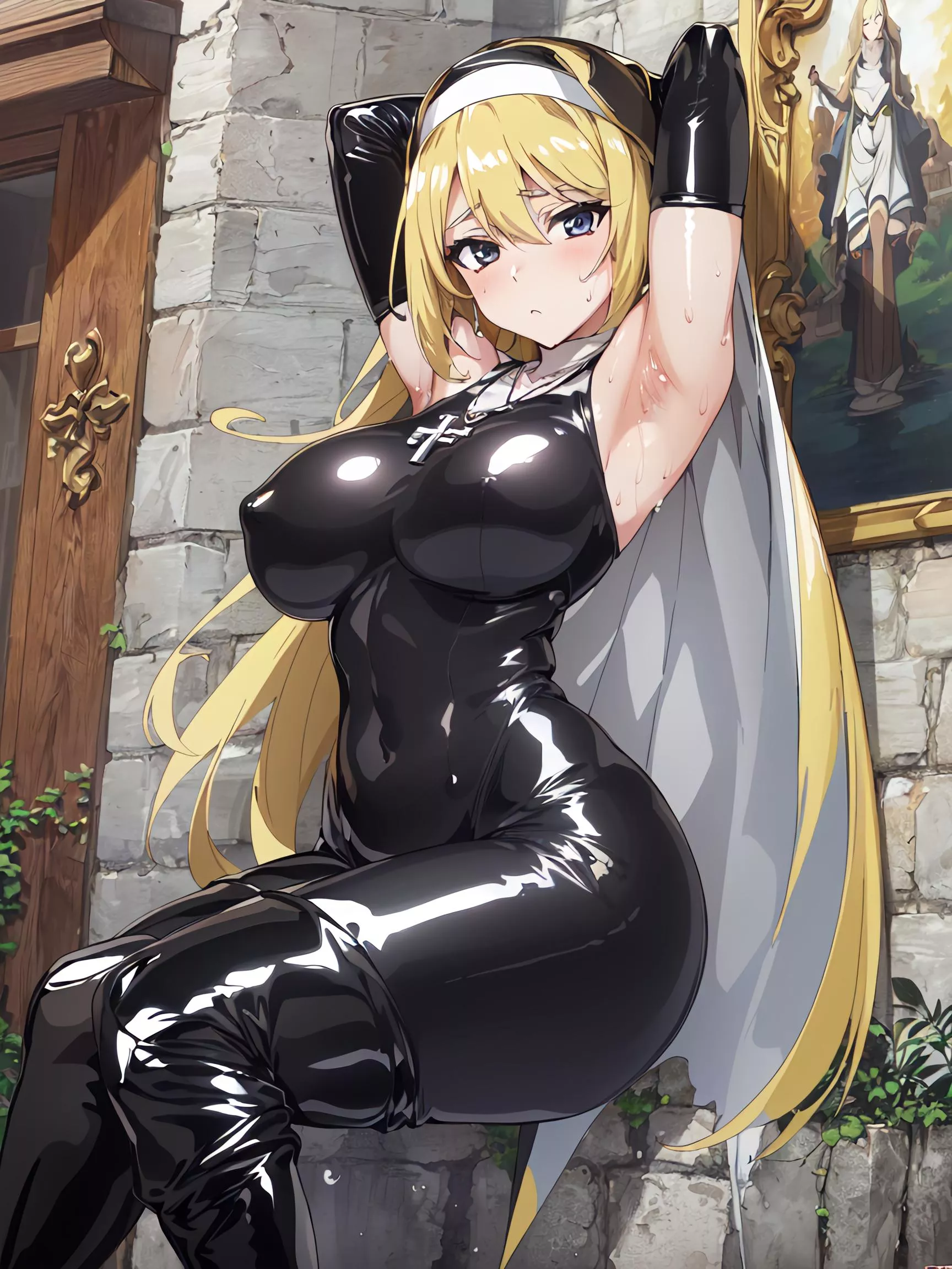 Black Latex Nun