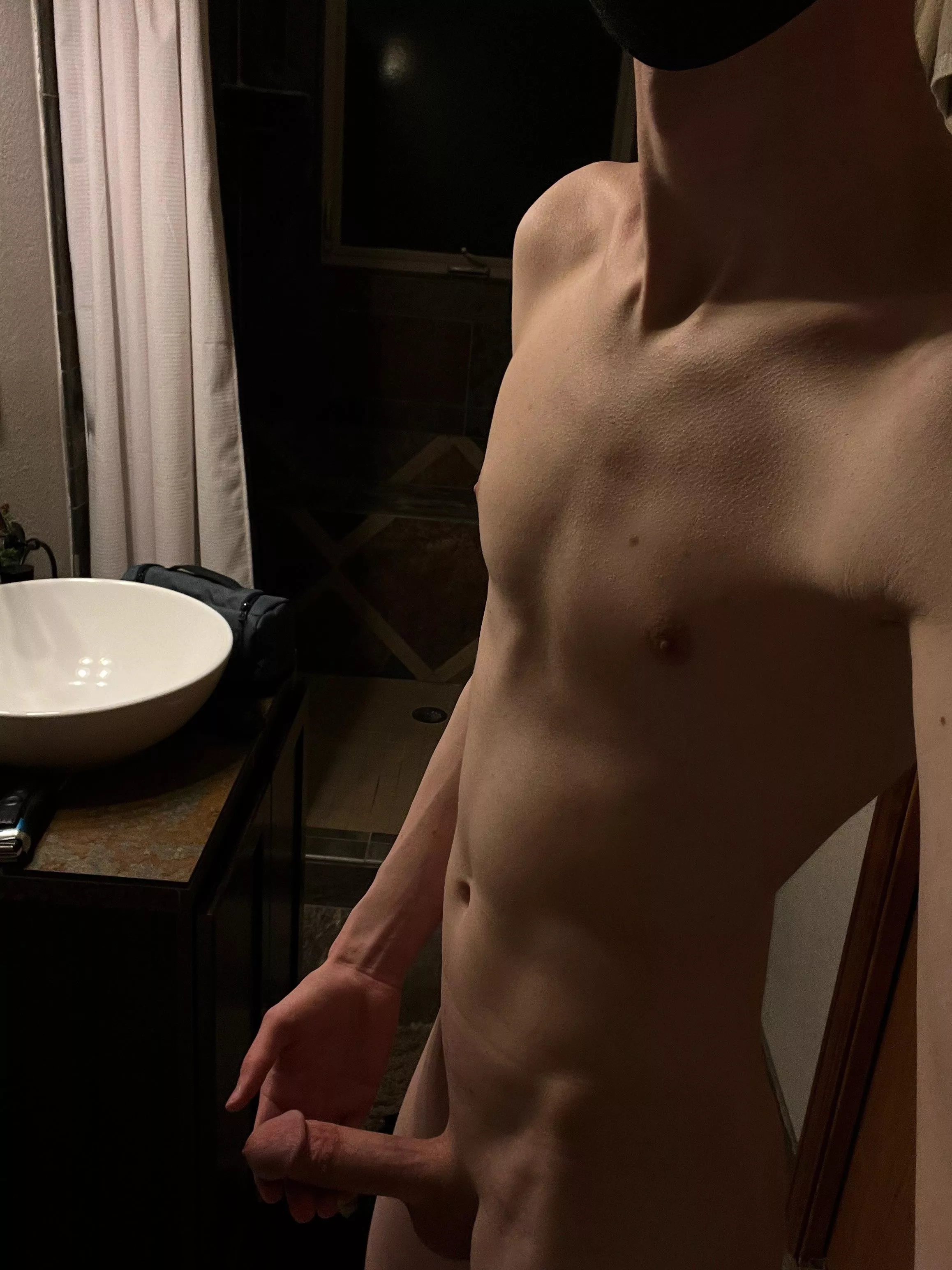 Getting ready for a shower.