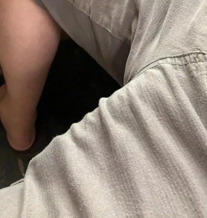 Just maxing and relaxing on a warm summer’s night when I happened to look down and then wondered how visible i might be to others thinking it wouldn’t be too obvious…. Sigh.