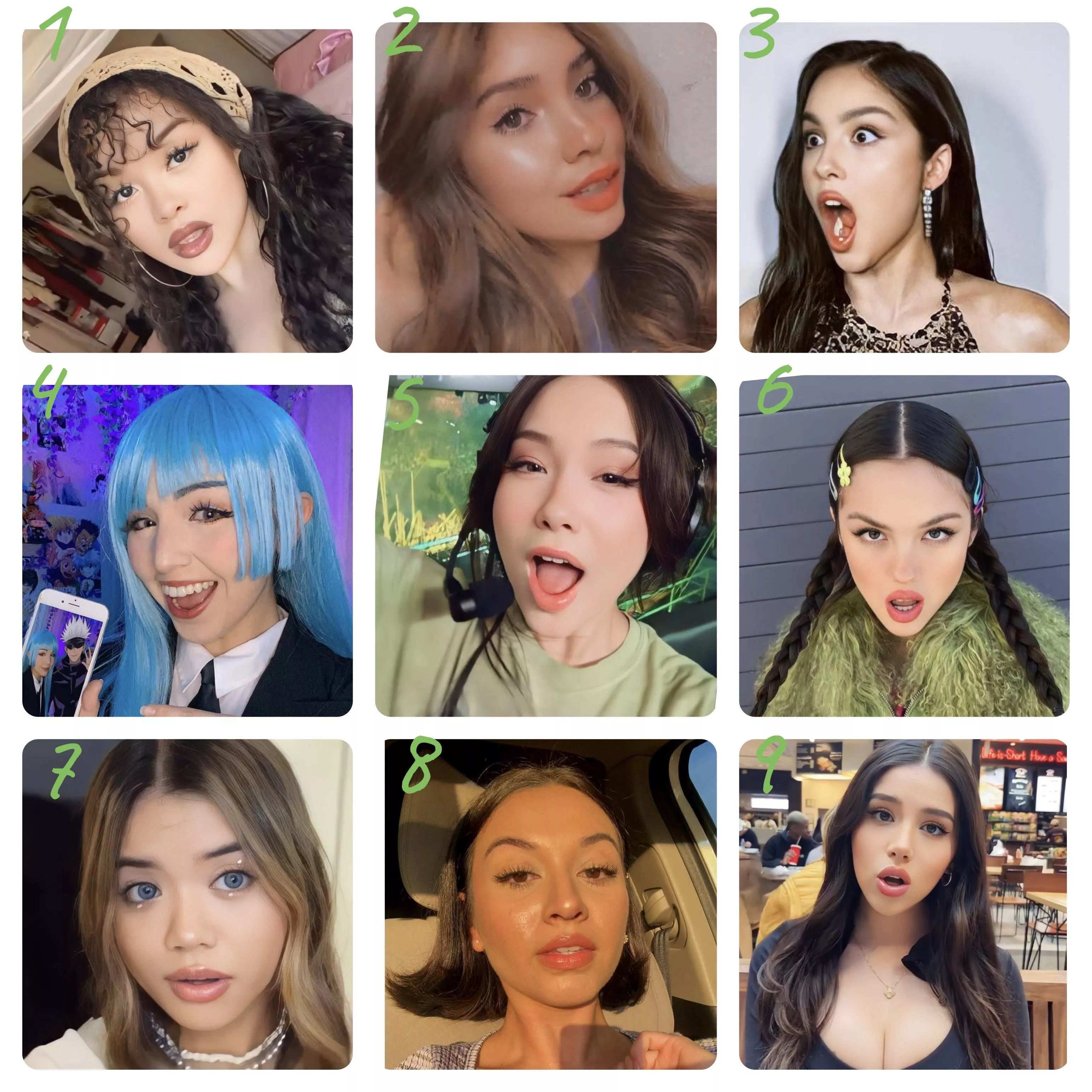 Rate them 😋 Which girl wins it? 1-9