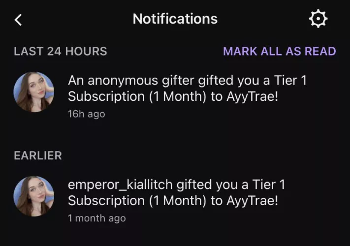 Subscribed to random streamer. I have never watched the streamer before but got randomly subscribed to them. Also the first person to give the sun I have never watched either.