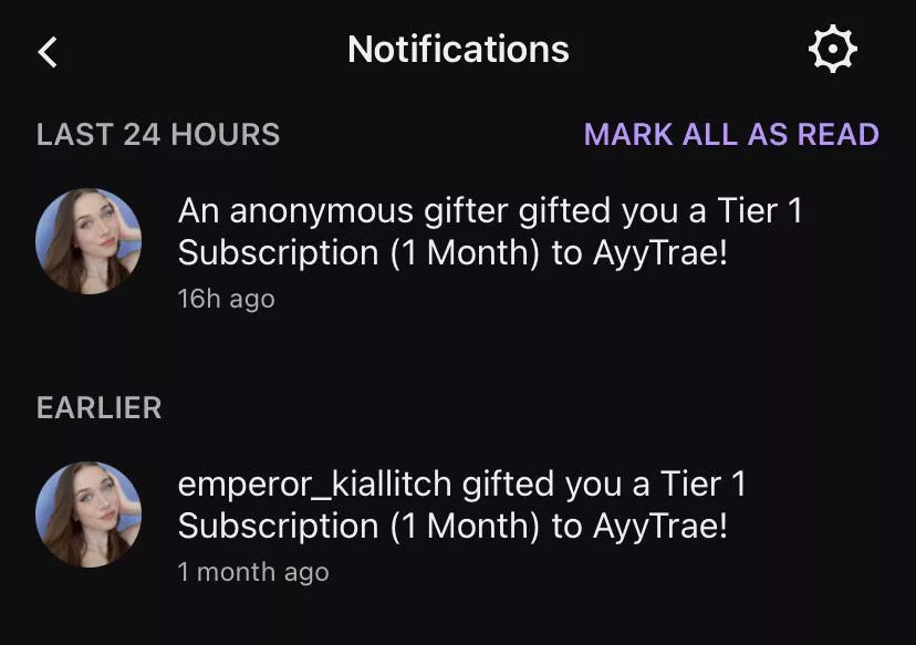 Subscribed to random streamer. I have never watched the streamer before but got randomly subscribed to them. Also the first person to give the sun I have never watched either.