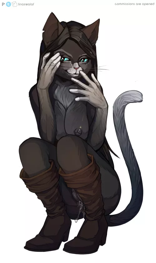 Anthro Catgirl, by @LinaSwalaf