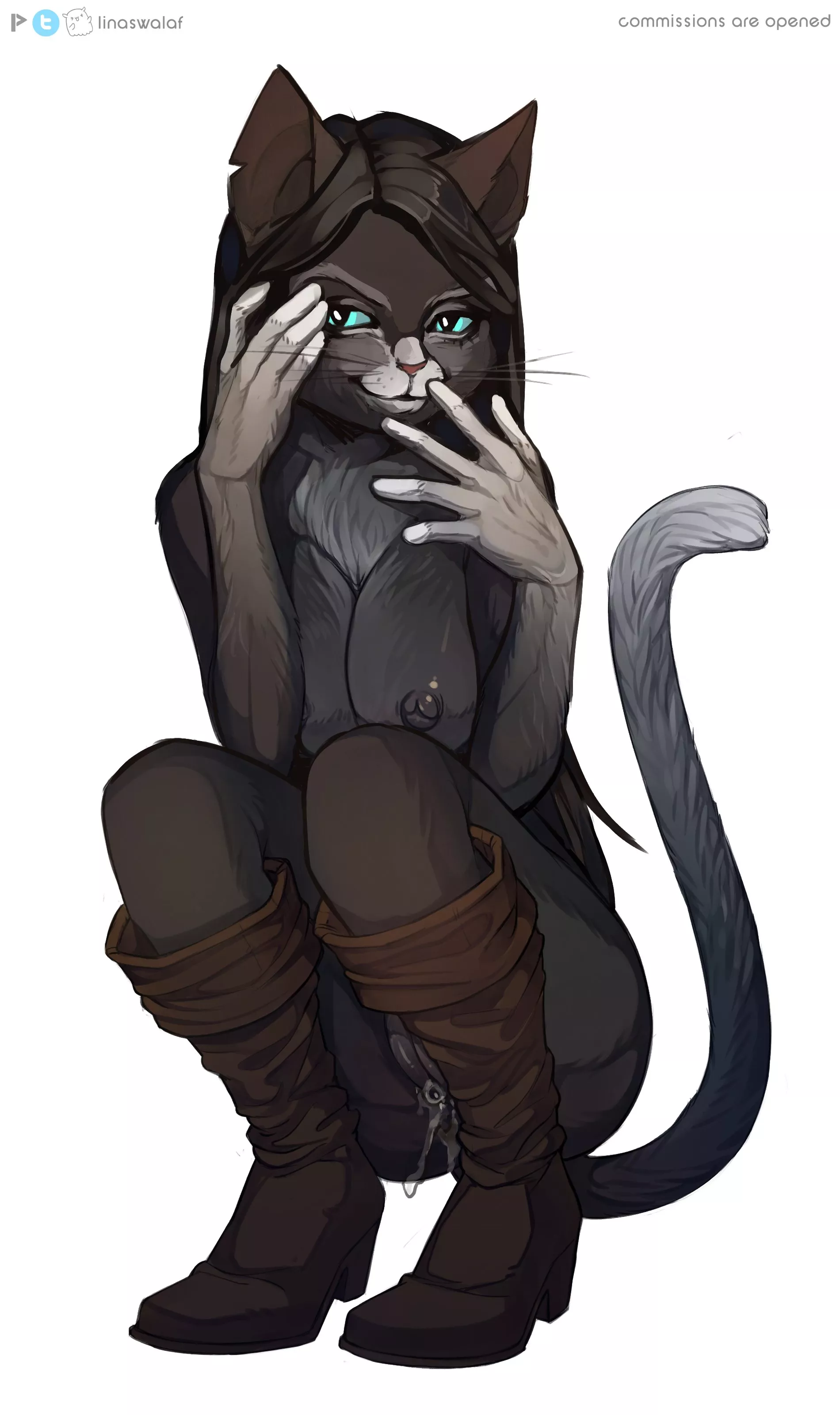 Anthro Catgirl, by @LinaSwalaf