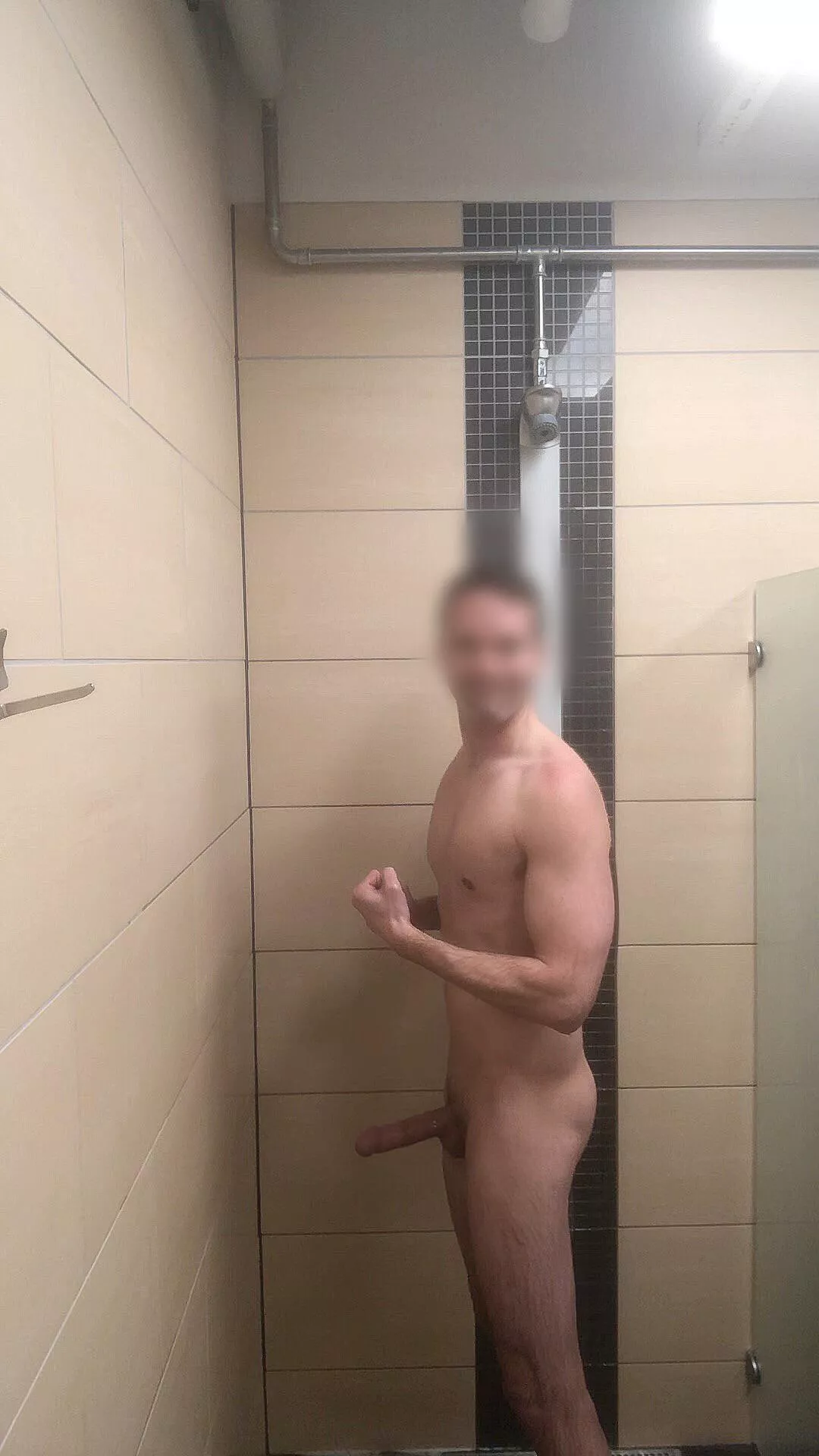 Boner accidentally in the showers in the locker room