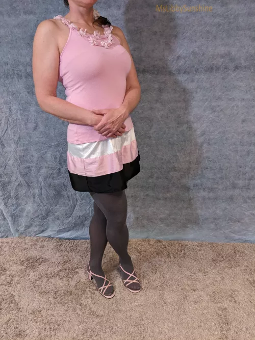 Gray tights with my pink outfit
