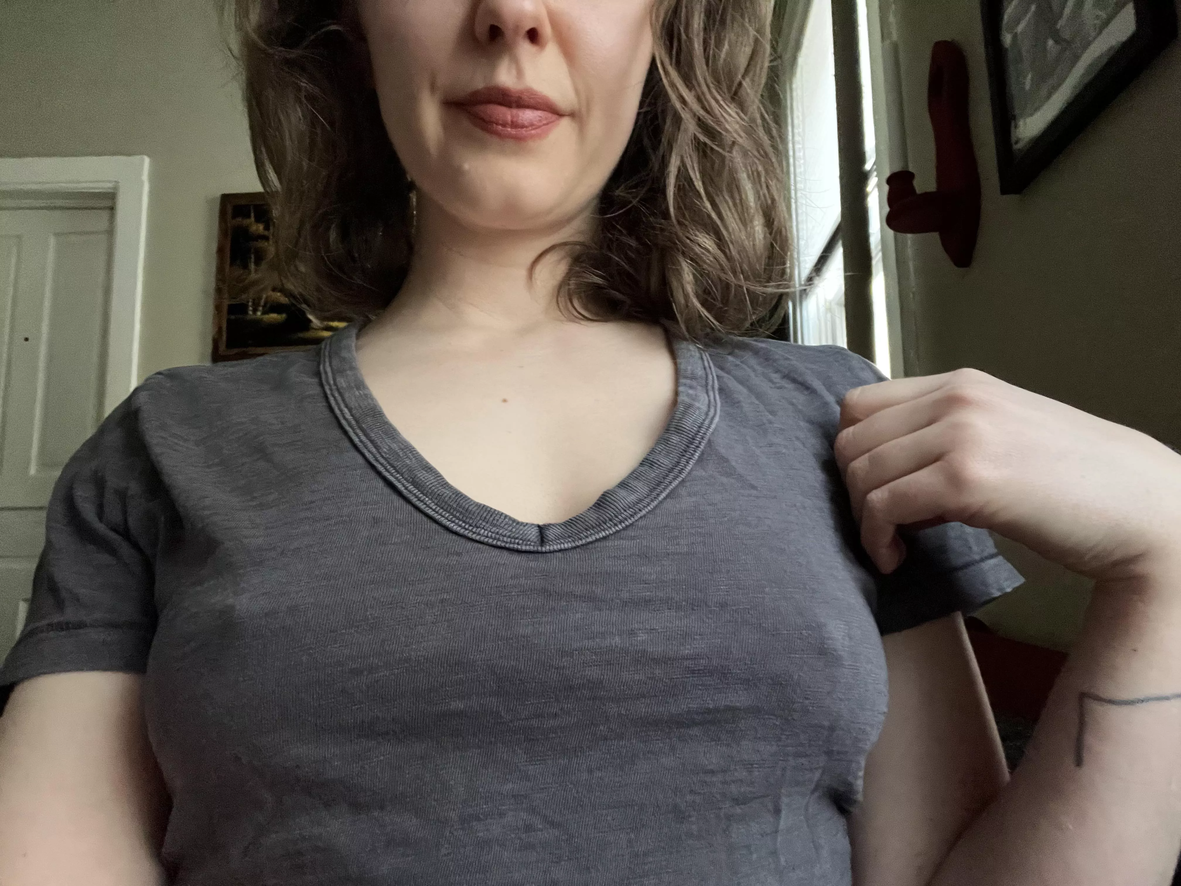 Just braless around the house today.