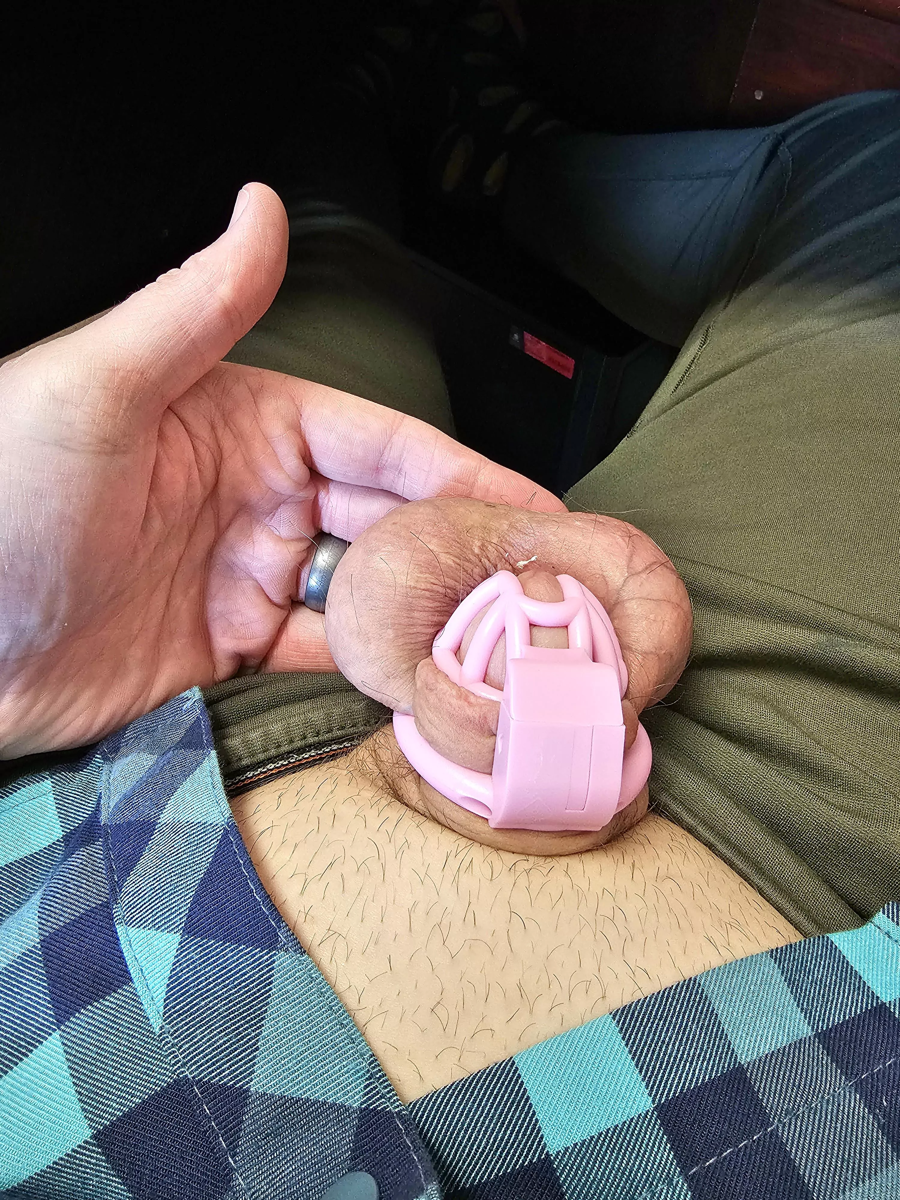 Locked by wife in new TINY cage.