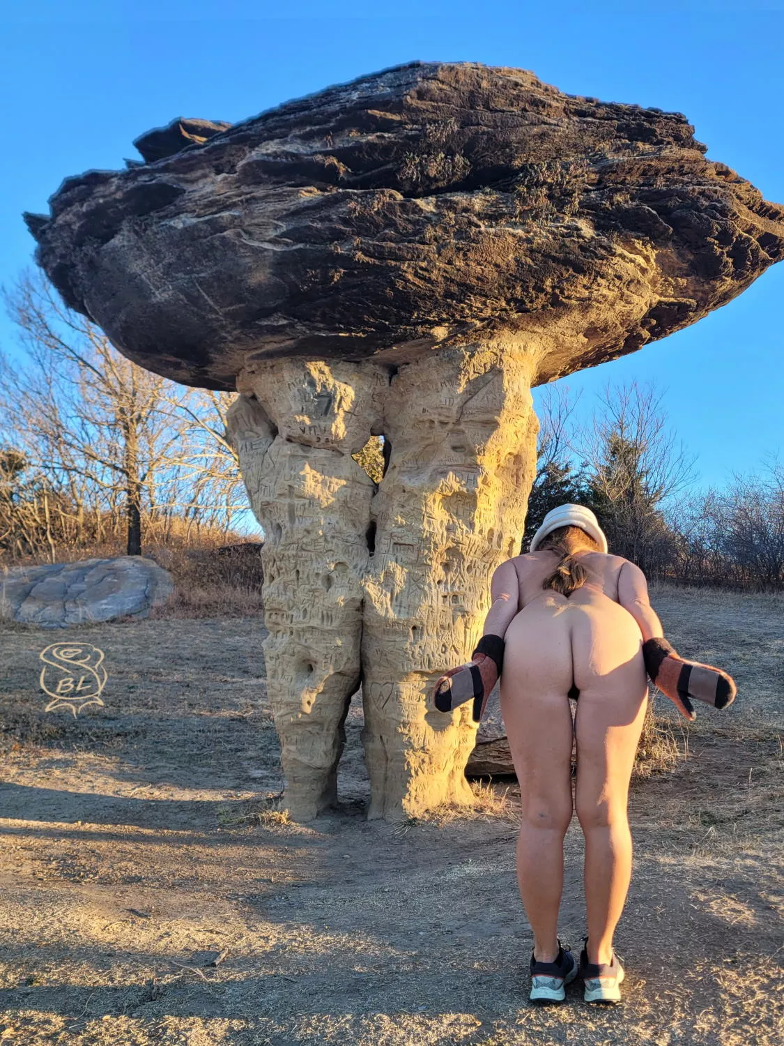 Me'n my mittens mimicking a massive mushroom on a Monday morning