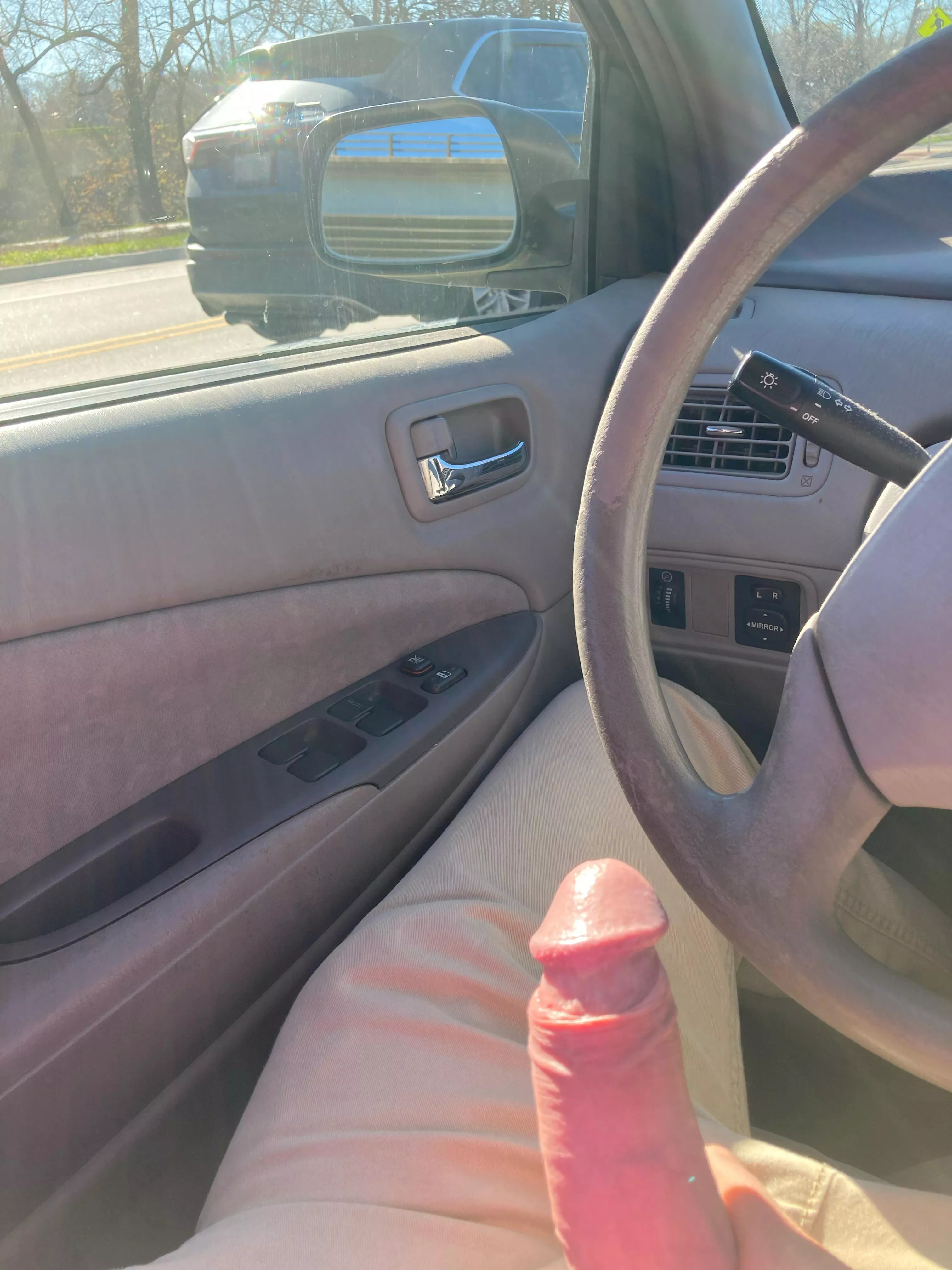 People driving by. People walking by. Cock in hand. I love it!