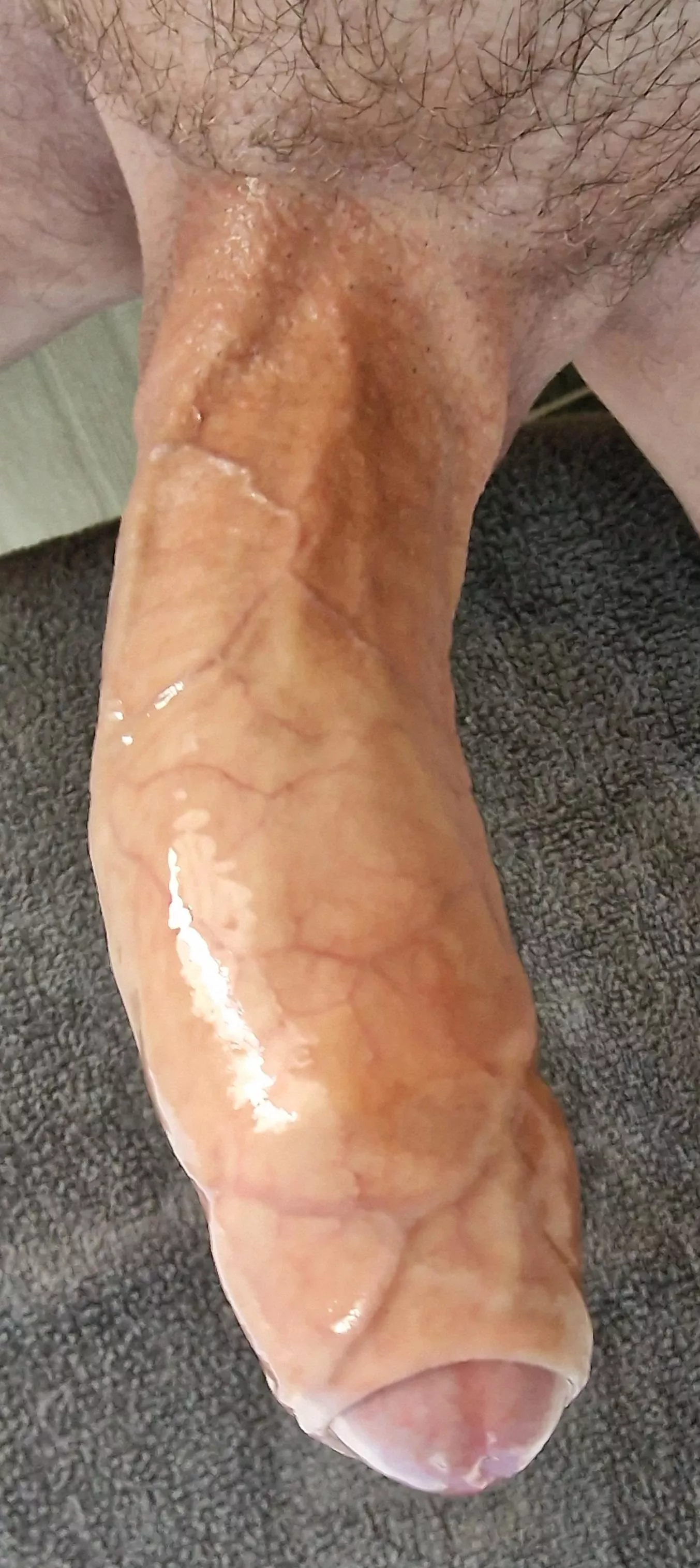 Smooth, oiled, veiny, hard and ready to slip in