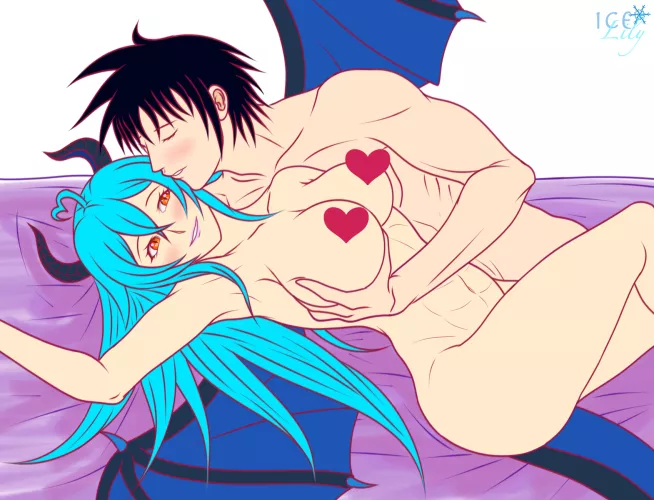 A happy dragon girl and her mate