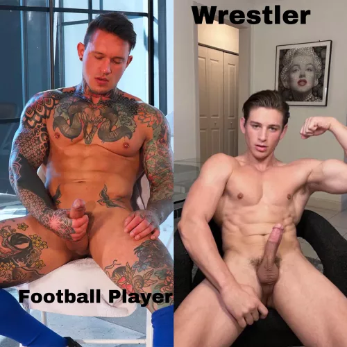 First to Cum Loses: Football Player VS Wrestler. Vote for who wins by commenting or pm and tell us how you think it happens. A rivalry between the veteran football star and the young star wrestler must be settled through a 1st to cum loses sex fight.