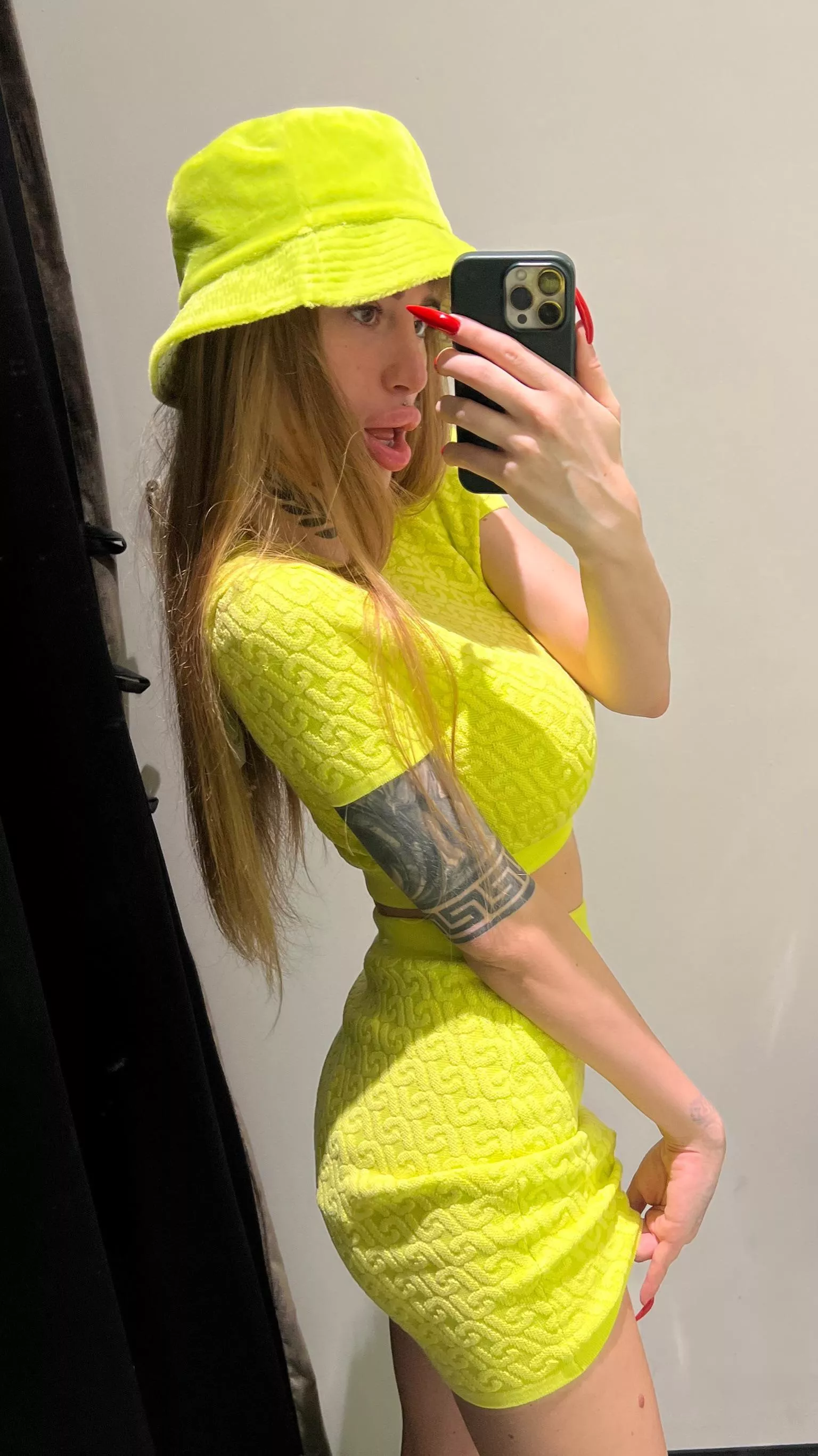 I could stroke your cock in this changing room with my red nails, but you haven’t earned it (yet)