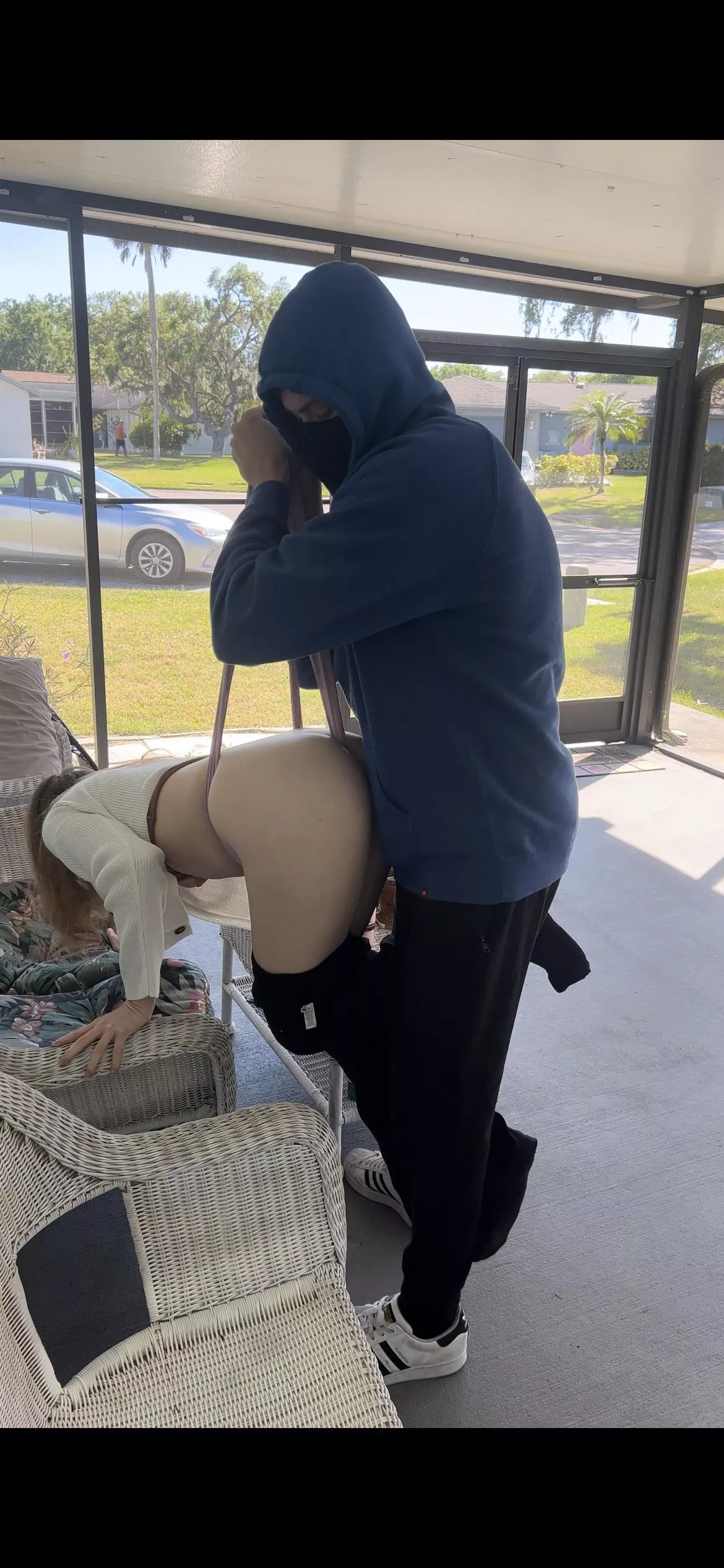 If you zoom in you’ll see our neighbor doing yard work 😭🤦🏼‍♀️