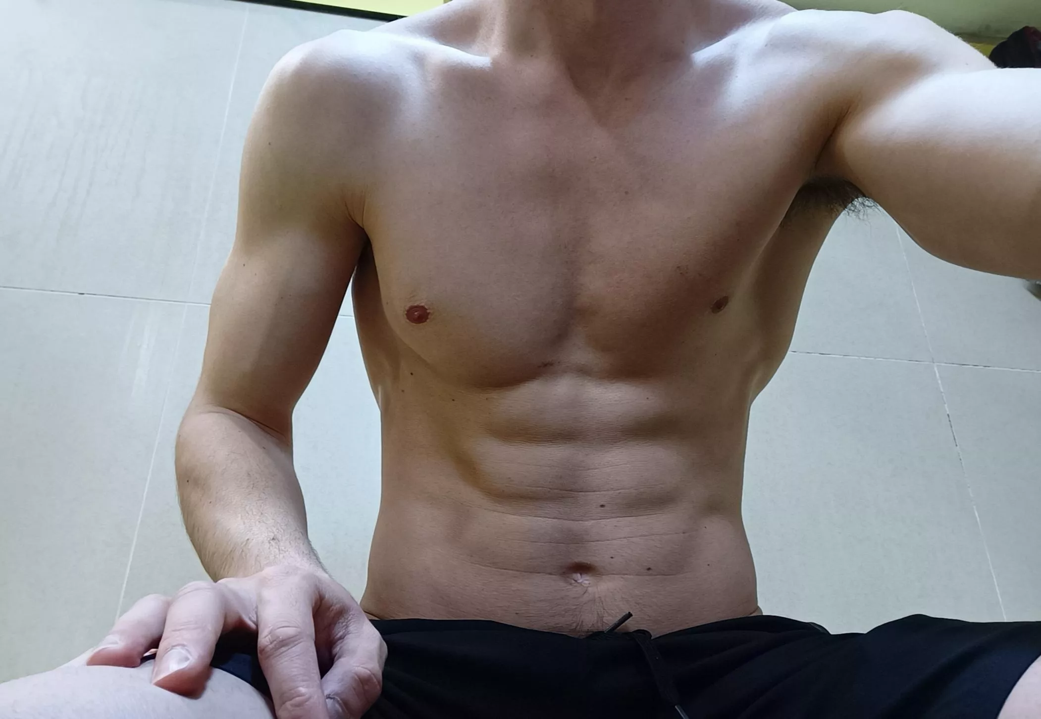 My hand on your head, your mouth open, you know what's next