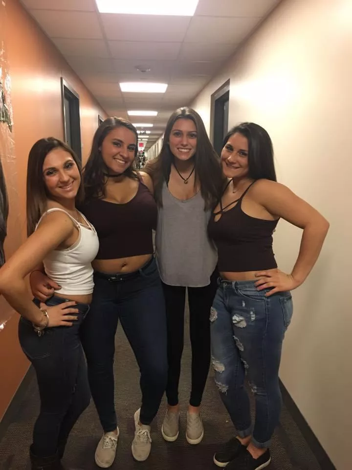 One real smile while the others go along with it