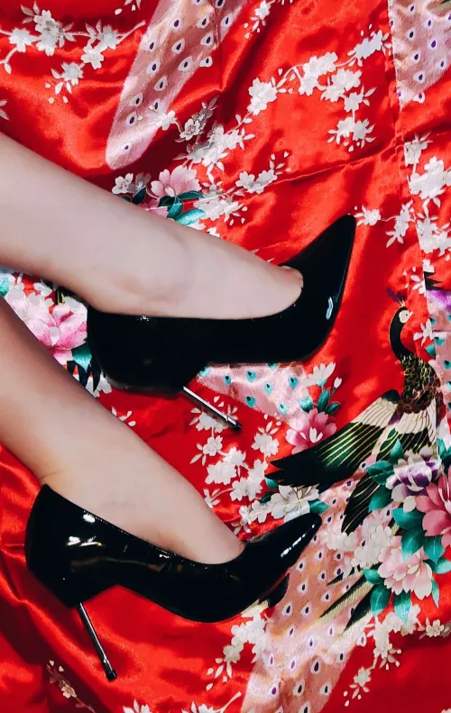 Red compliments these heels nicely