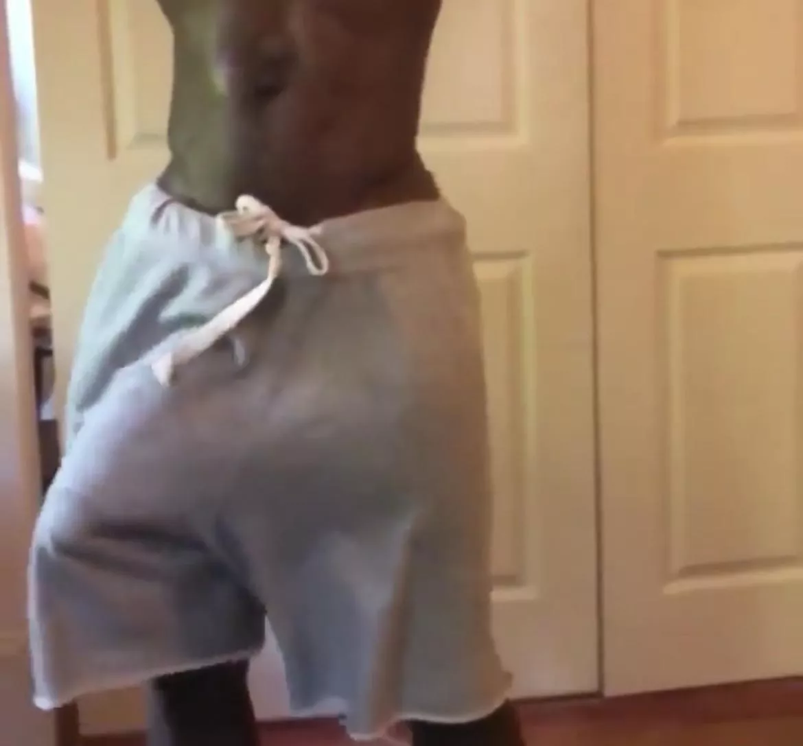 Soft dick in grey shorts