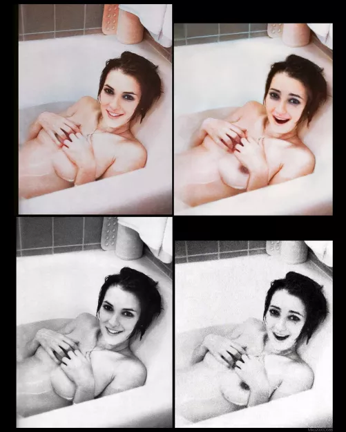 Winona Ryder colorized and upscaled. I included the originals because my last post got deleted because people thought the nip pic was faked.