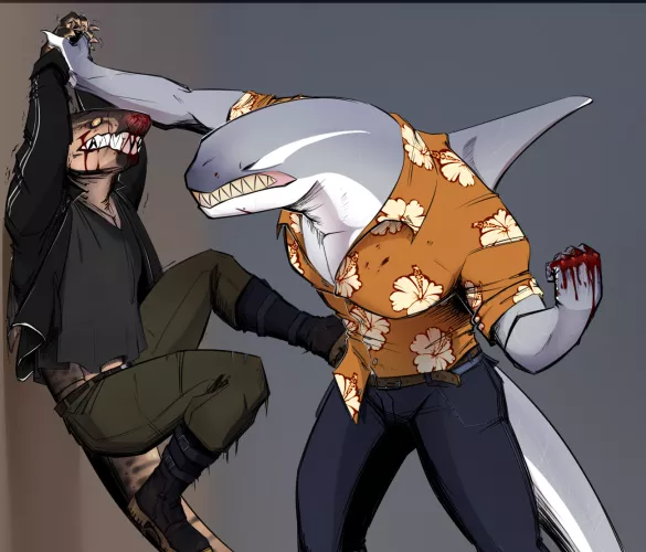 [X] [violence/mild blood] I dont know if I should tag this as nsfw to spoiler it but heres a shark and orca