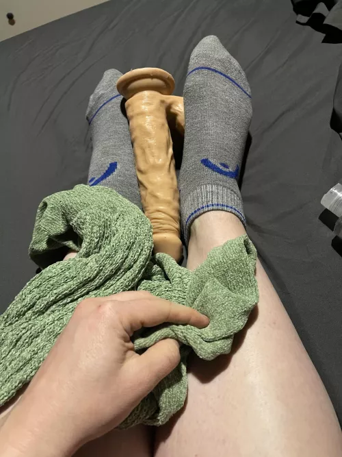 A lovely long soft sock dildojob