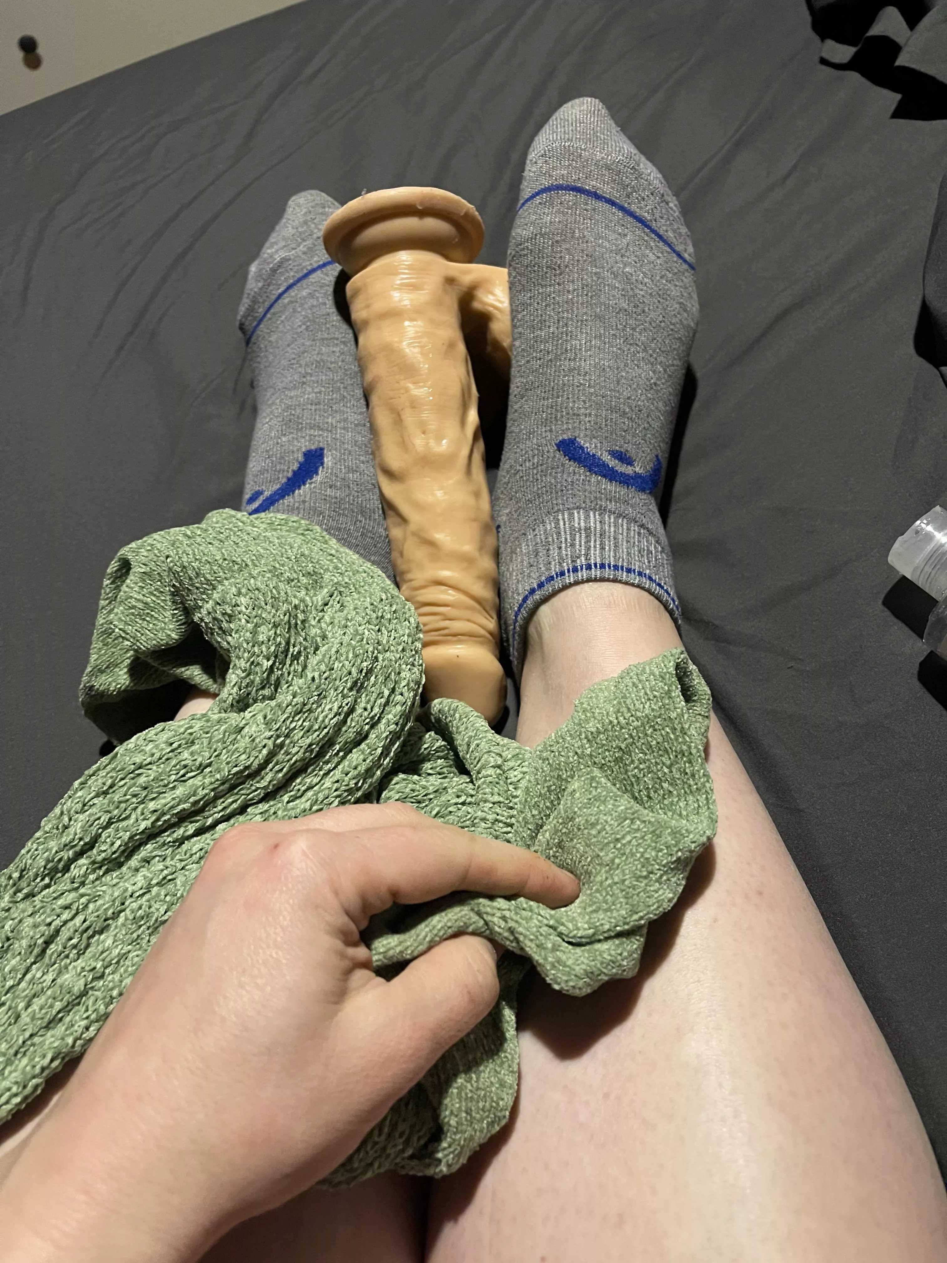 A lovely long soft sock dildojob