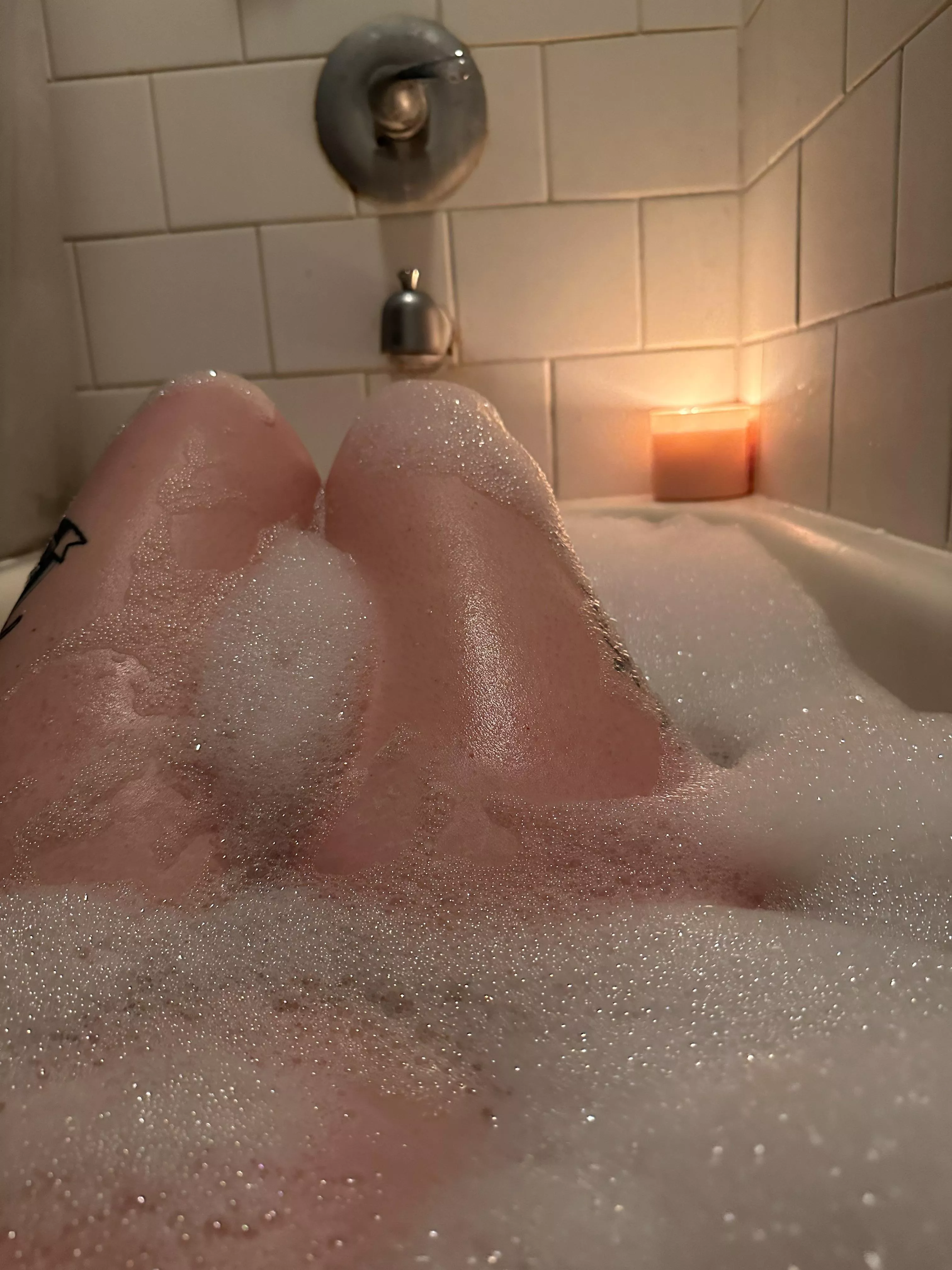 Enjoying a bubble bath
