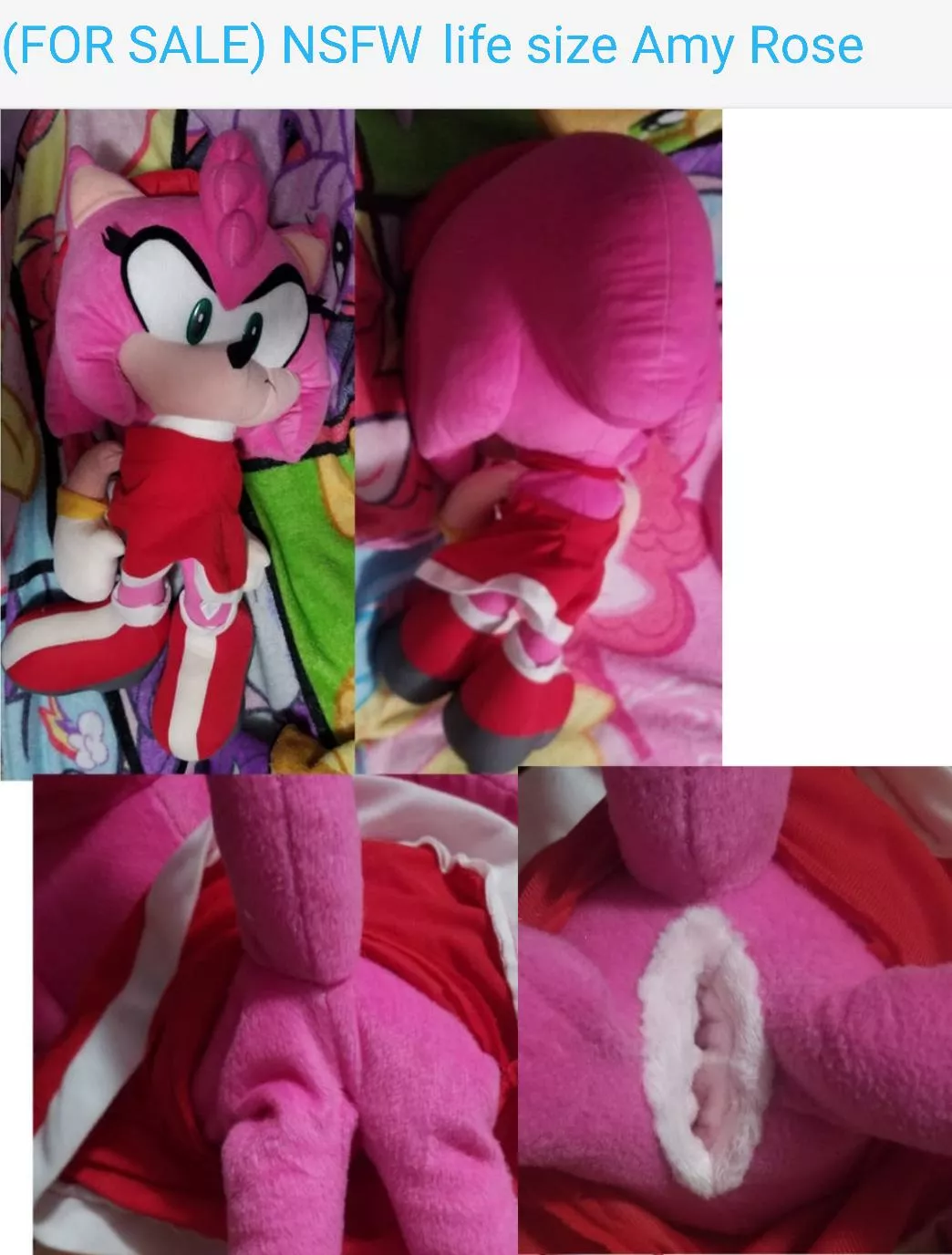 (FOR SALE) NSFW fuckable female life size Amy Rose from Sonic the hedgehog with one useable pussy and removable dress [F] (Furrysale)
